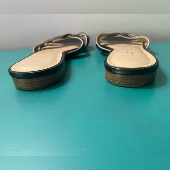 TALBOTS “Keri Vachetta” Black Woven Strap Slide Leather Flat Sandals - Picture 4 of 8